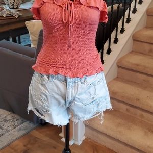 American Eagle Outfitters Size 4 High waisted Shorts Light Wash